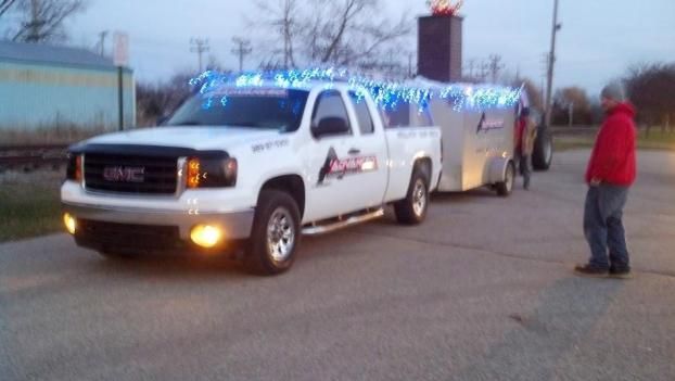 our sales truck in the Millington, Mi Christmas parade for chamber of commerce Dec 2013 